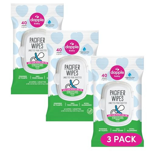 Dapple Pacifier Wipes, for Baby and Toddlers, Diaper Bag Essentials, Fragrance Free 40 Ct, Pack of 3 | Amazon (US)