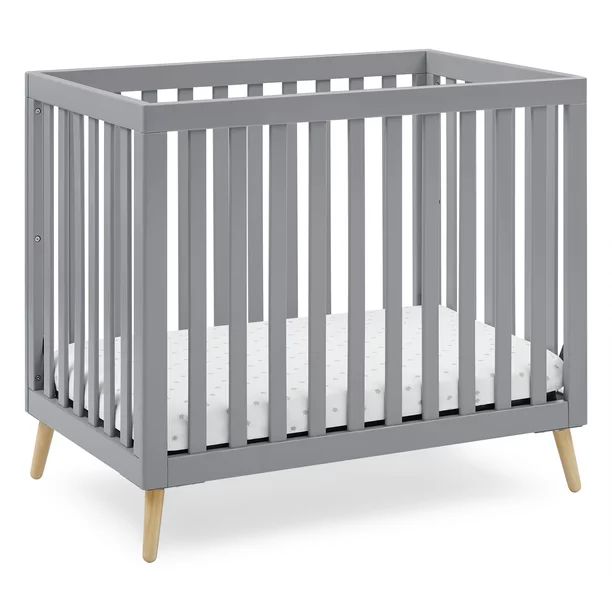 Delta Children Essex Convertible Mini Baby Crib with 2.75-Inch Mattress, Grey w/Natural | Walmart (US)