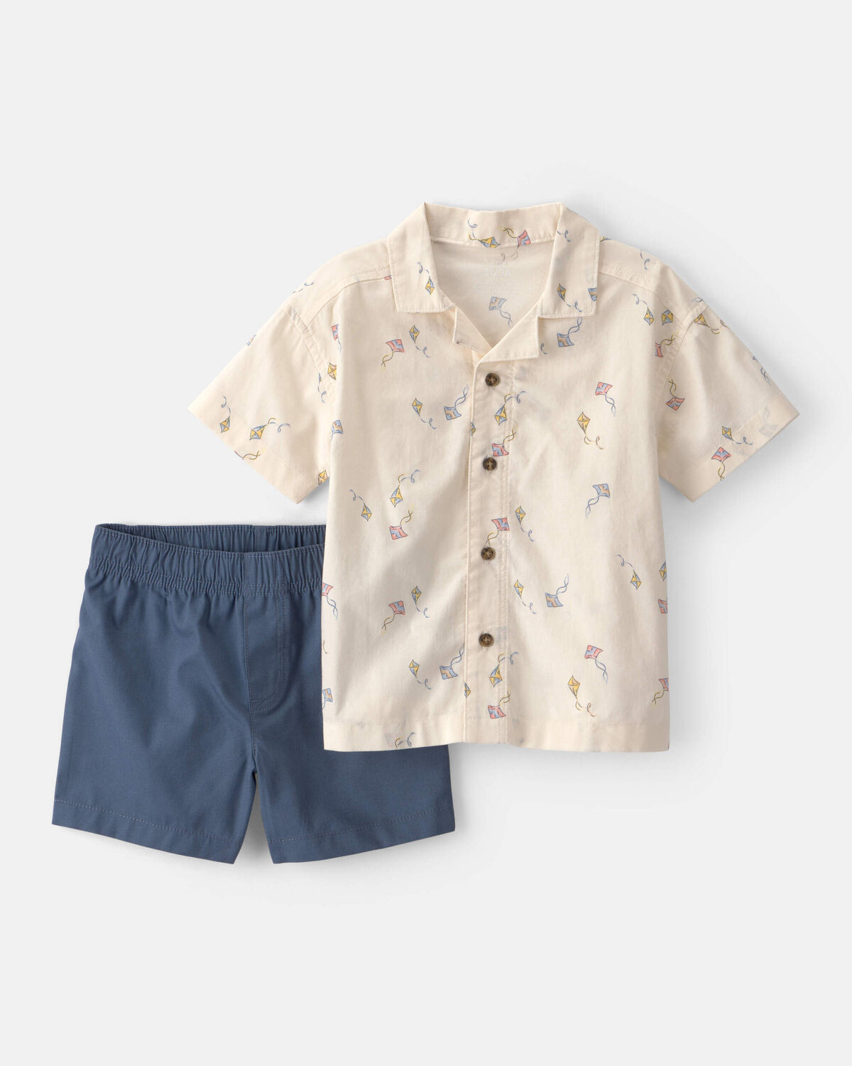 Toddler Boy 2-Piece Kite Top & Short Set - Tan/Blue | Carter's | Carter's Inc