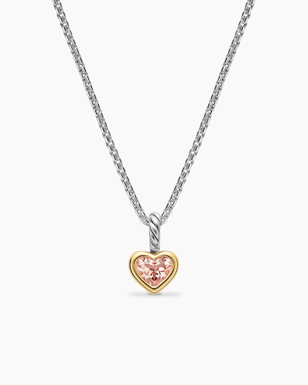 David Yurman | Mini Heart Amulet in Sterling Silver with 14K Yellow Gold and Morganite, 7.2mm | David Yurman