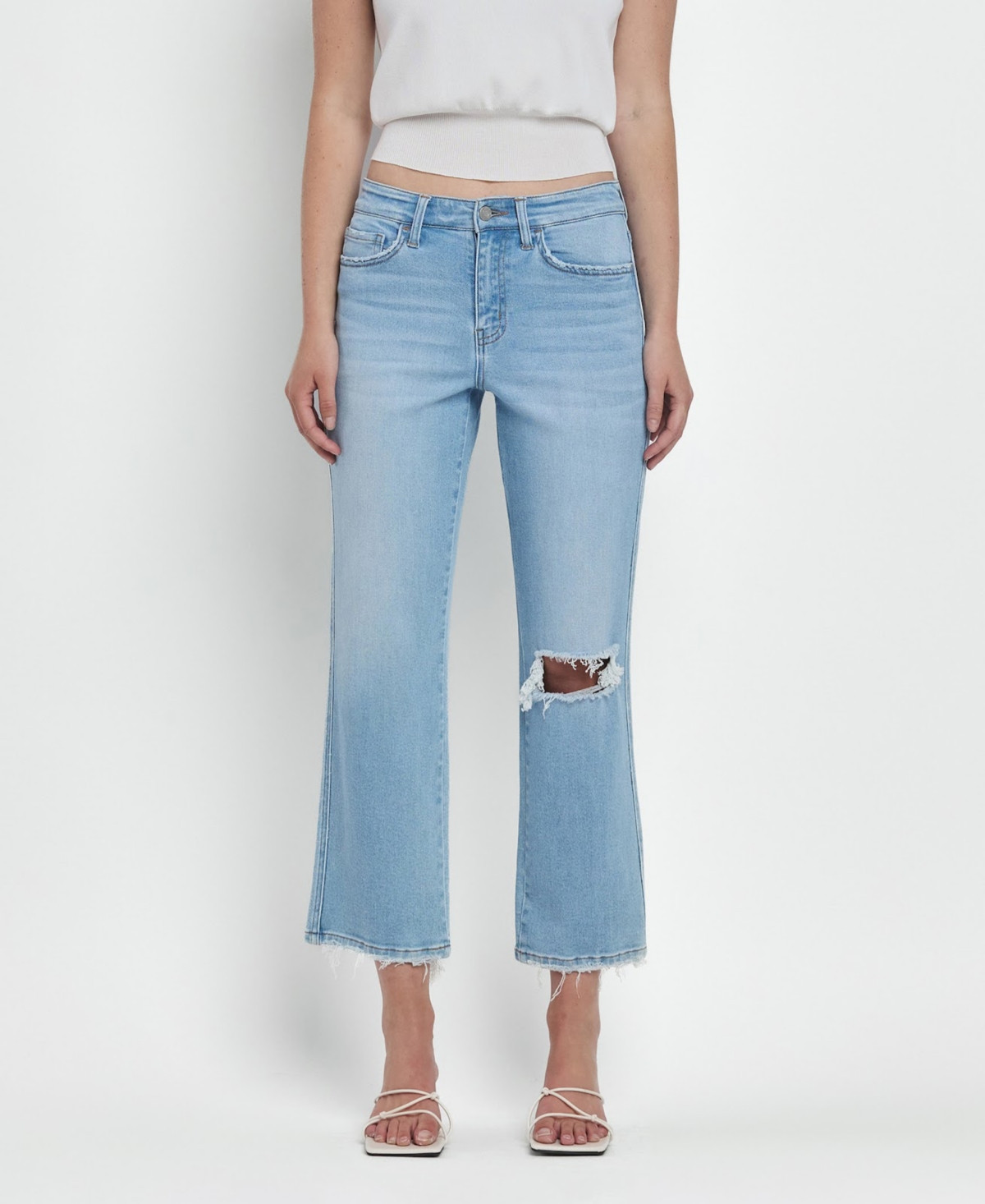 Vervet Women's High Rise Crop Straight Jeans - Fabulously blue | Macy's