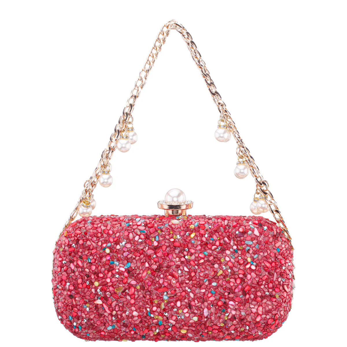 Womens Harmony Coral Multi Rock Candy Hotfix Minaudiere | Nina Shoes | Nina Shoes