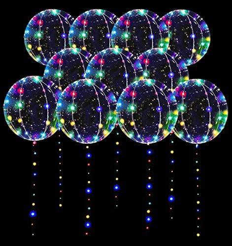 LED Balloons 10 Pack, Light Up Balloons 20 Inches Clear Helium Bobo Balloons, Glow Bubble Balloon... | Amazon (US)