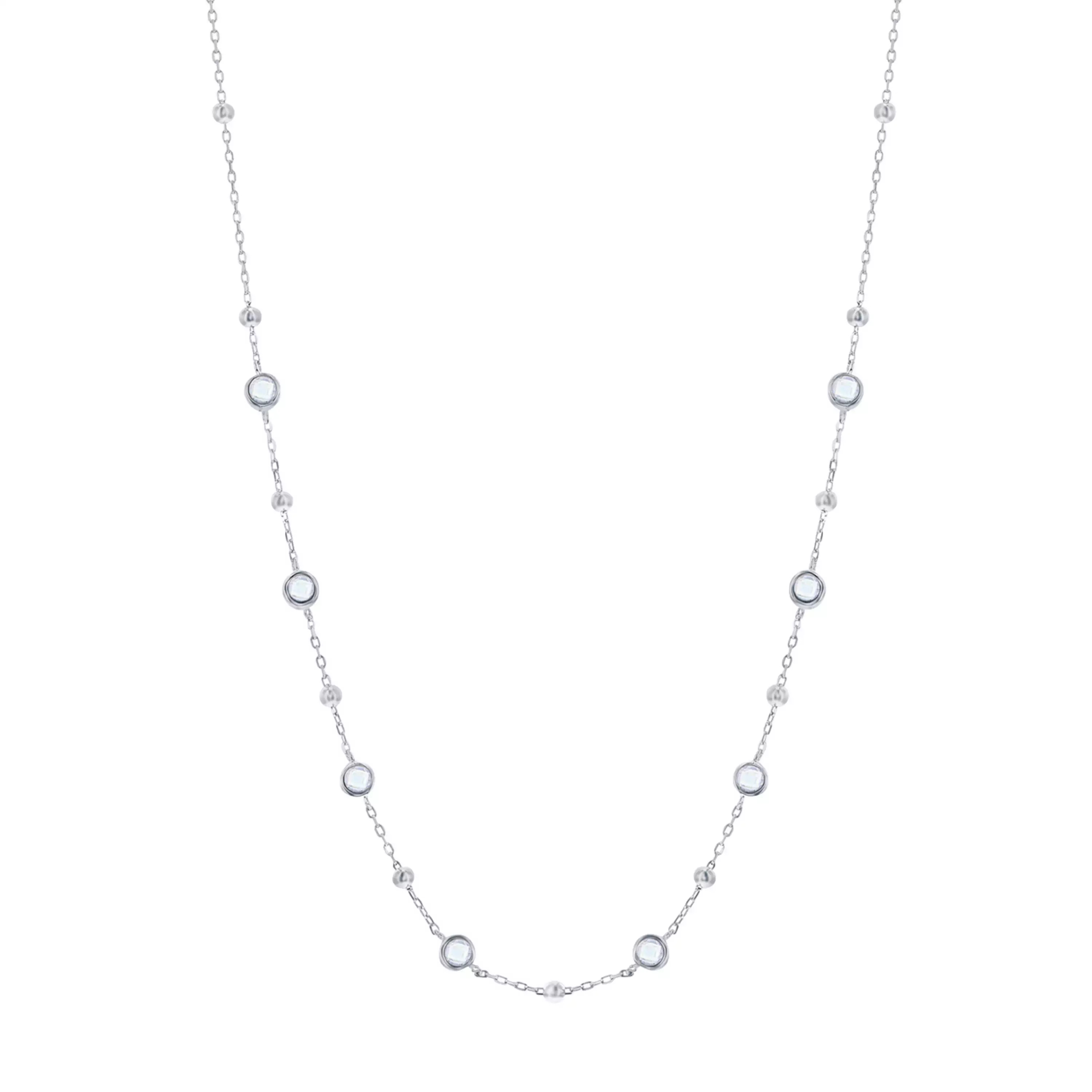 Argento Bella Sterling Silver Bezel-Set Cubic Zirconia & Bead Station Necklace | Kohl's