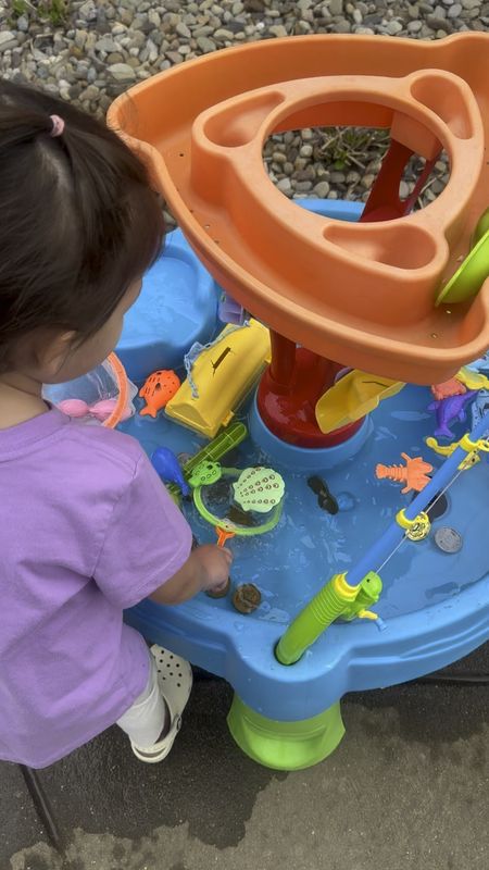 Added buried treasure and a fishing game to their water table! She loves using the net to get her fish and coins out and put it in the treasure chest. This water table has held up for 3 years now and definitely survived the elements 🙌🏼

Toddler activities. Toddler outdoor play. Outdoor toys. Toddler essentials. Water table. 

#LTKkids #LTKfamily #LTKSeasonal