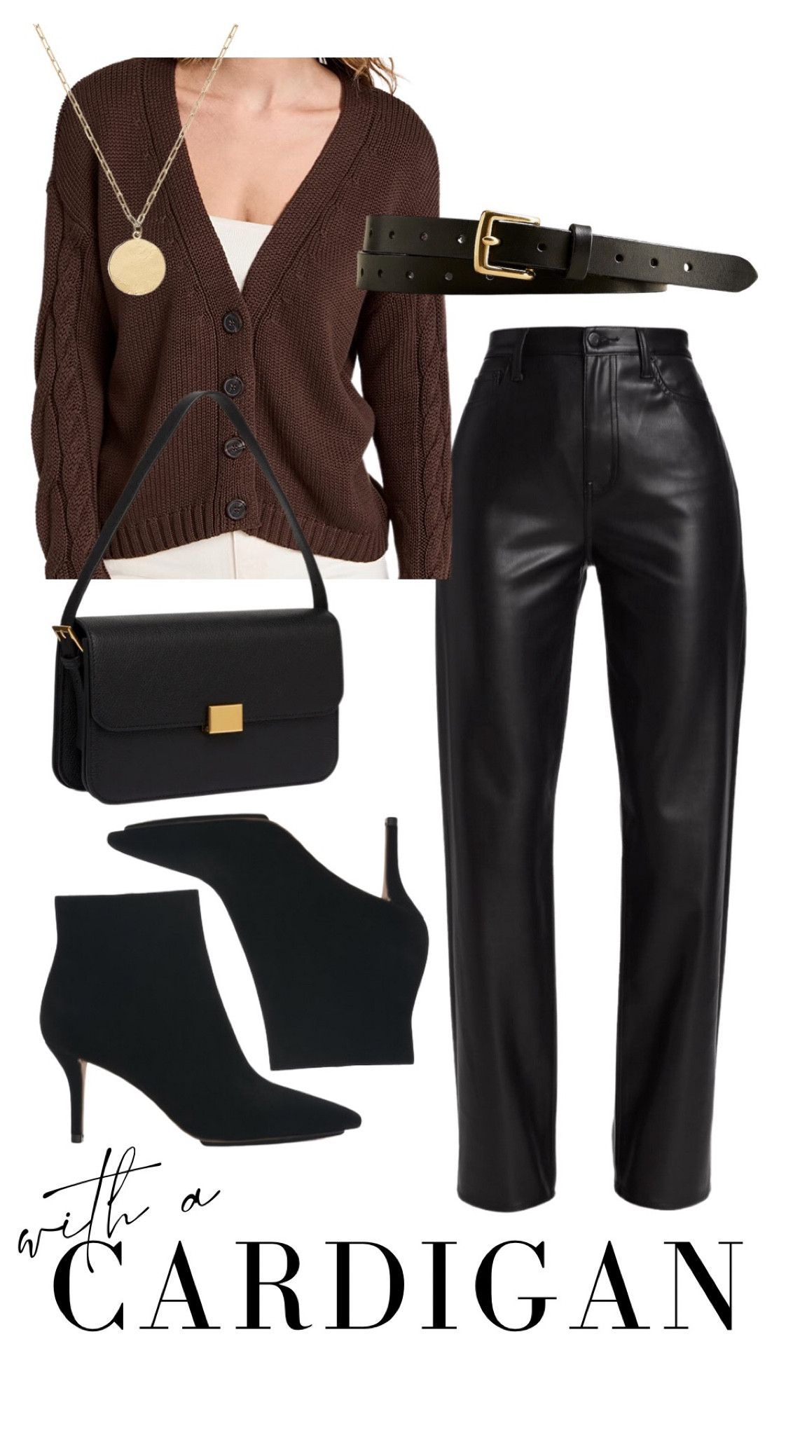 Faux leather pants pistola size up 1
Cardigan oversized fit, wearing true size
Curated handbag
Suede ankle boots are old schutz, linked similar 
Jcrew belt 

#LTKunder50 #LTKunder100 #LTKshoecrush