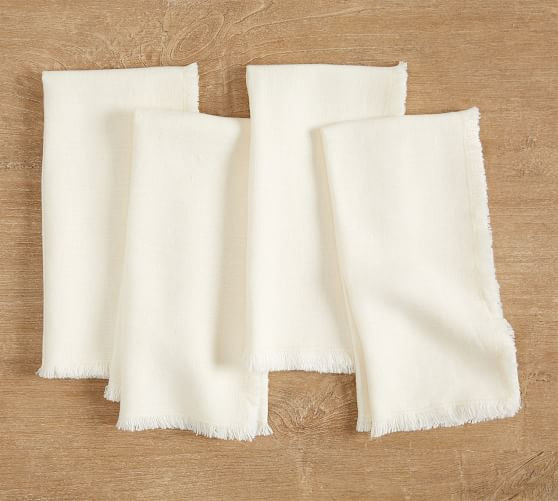 Frayed Oversized Linen Napkins - Set of 4 | Pottery Barn (US)