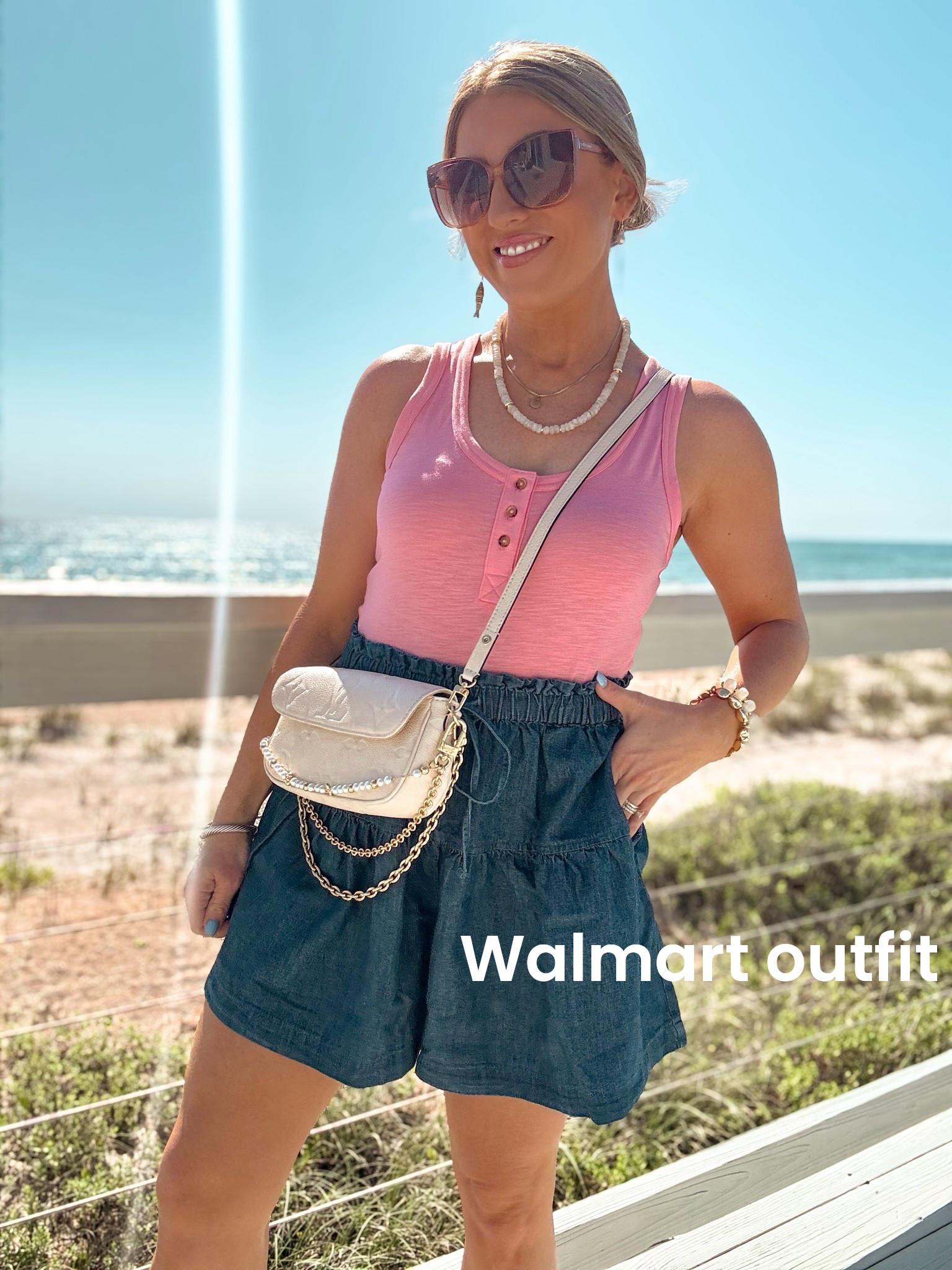Serving effortless beach day vibes in this easy, breezy look 🩷 This Walmart tank is such a staple for summer—lightweight, flattering, and perfect for mixing and matching. Paired it with these flowy high-waisted shorts that feel like linen and are SO comfy for hot days. The neutral crossbody and layered jewelry pull it all together for an elevated casual look you can wear from beach walks to lunch dates.

Everything is super affordable but gives that high-end coastal vibe ✨ Runs true to size and perfect for petites (I’m 5’2 for reference!)

#WalmartFashion #WalmartFinds #SummerOutfit #BeachOutfit #CasualChic #AffordableFashion #PetiteStyle #EverydayStyle #BeachDayLook #MomStyle #CoastalStyle #OOTD #AmazonAccessories #NeutralStyle #EffortlessStyle

#LTKootd #LTKPetite #LTKTravel