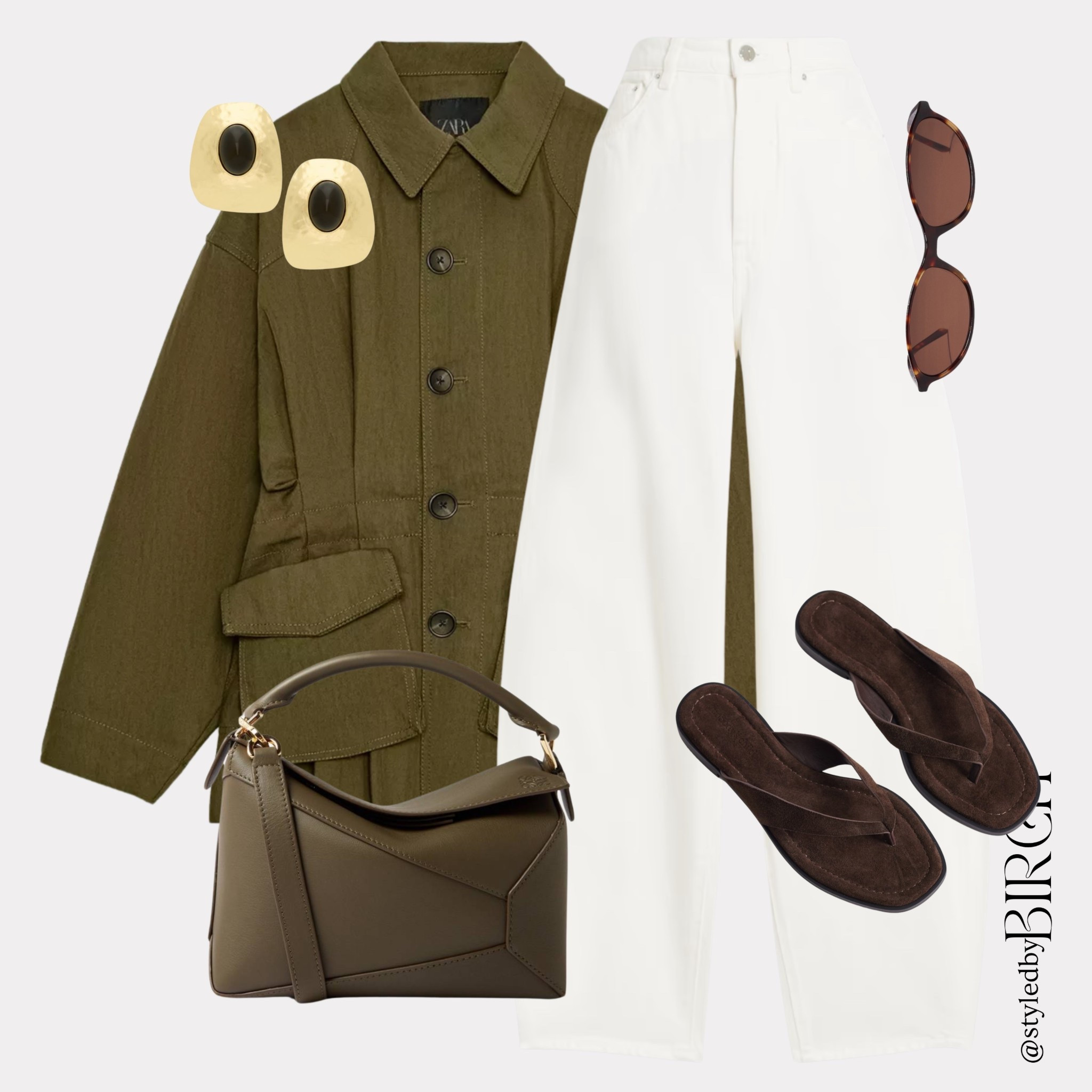 It is Friday, the weather is mild and that is all the excuse I need to get the sandals out 🤎

Can we also talk about this jacket for a second because the detail on it is absolutely stunning. The stitching, the pockets, the structure… it is one of those pieces that looks so much more expensive than it is and I am completely obsessed.

#ootd #outfitinspo #fridayoutfit #olivestyle #chicstyle

Tags 🏷️
Olive utility jacket, white wide leg jeans, olive Loewe puzzle bag, dark brown suede flip flops, gold and black statement earrings, tortoiseshell sunglasses

#LTKspring #LTKeurope #LTKmidsize