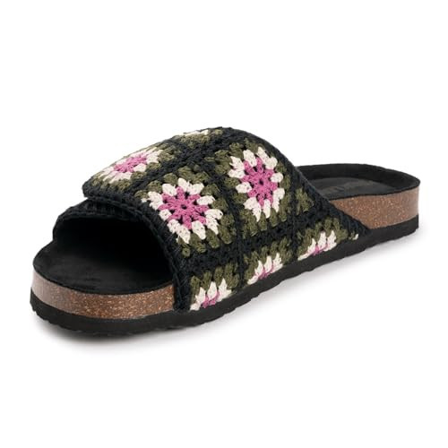 MUK LUKS Women's Gigi Crochet Sandal, Black, 6 | Amazon (US)