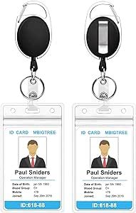 2 Pack ID Badge Holder with Clip Badge Reels Retractable Heavy Duty Clear Id Card Vertical Lanyar... | Amazon (US)