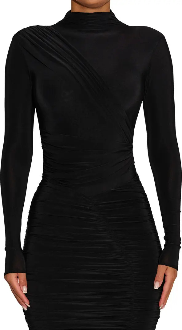 Drama Ruched Long Sleeve Ribbed Body-Con Bodysuit | Nordstrom