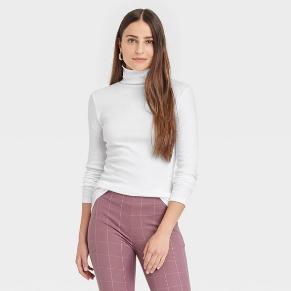 Women's Slim Fit Long Sleeve Turtleneck Ribbed T-Shirt - A New Day™ | Target