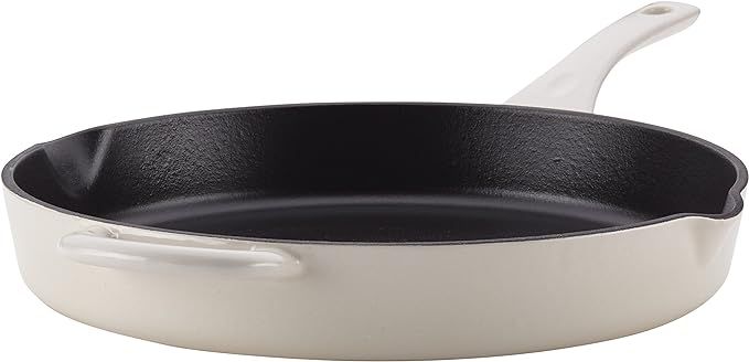 Ayesha Curry Enameled Cast Iron Skillet/Fry Pan with Pour Spouts, 10 Inch, French Vanilla | Amazon (US)