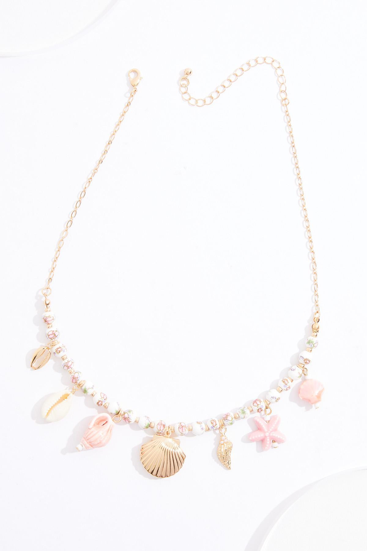 Enamel Floral Beaded Charm Necklace | Cato Fashions