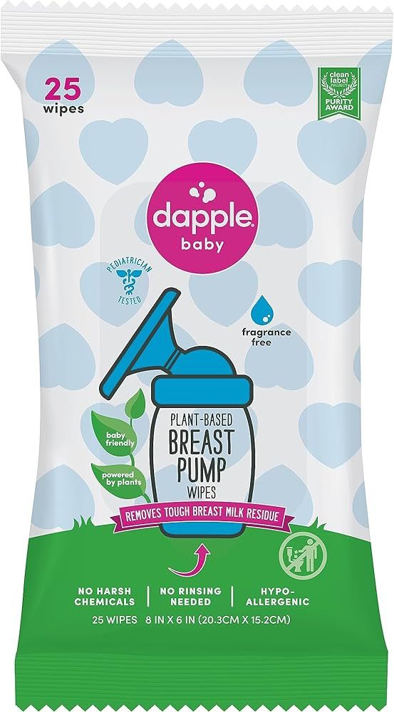 Breast Pump Wipes by Dapple Baby, 25 Count, Fragrance Free, Plant Based & Hypoallergenic Wipes - ... | Amazon (US)