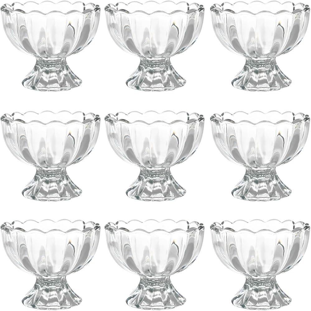 Iced Cream Dessert Bowl，Set of 9，6oz Vintage Glass ware with Heavy Base, Drinking Cup for Sun... | Amazon (US)