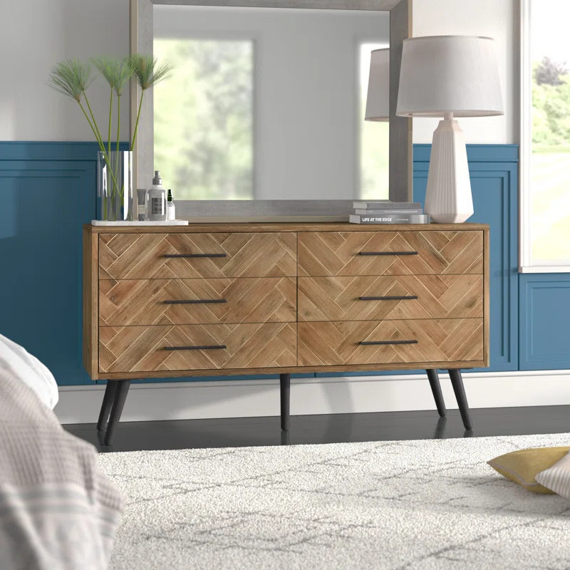 Archer 6 Drawer 61" W Solid Wood Double Dresser | Wayfair North America