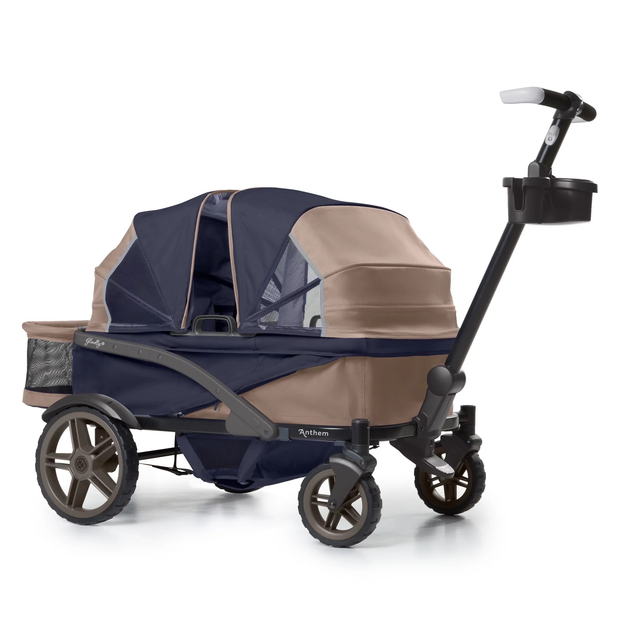Gladly Family Anthem4 All-Terrain 4-Seater Wagon Stroller, Rugged Wheels, Canopy, Foldable, Sand ... | Walmart (US)