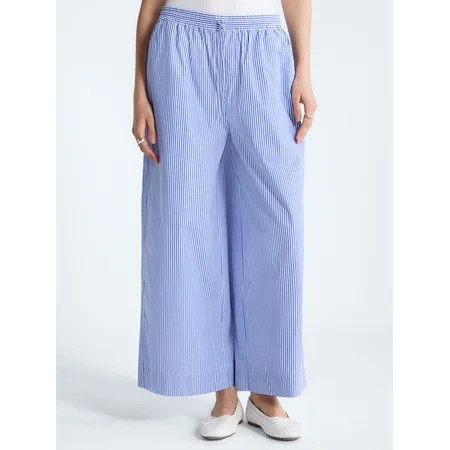 Free Assembly Women's and Women's Plus Cotton Poplin Cropped Wide Leg Pants, 26" Inseam, Sizes XS-4X | Walmart (US)