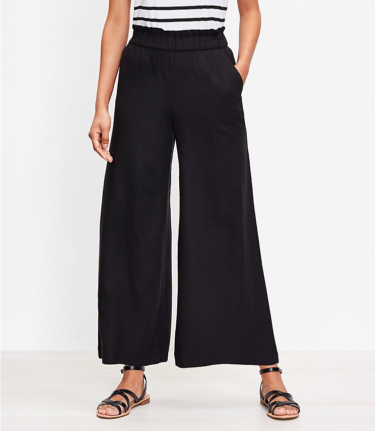 Pull On Wide Leg Pants in Linen Blend | LOFT