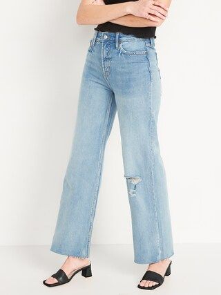 Extra High-Waisted Sky-Hi Wide-Leg Ripped Jeans for Women | Old Navy (US)