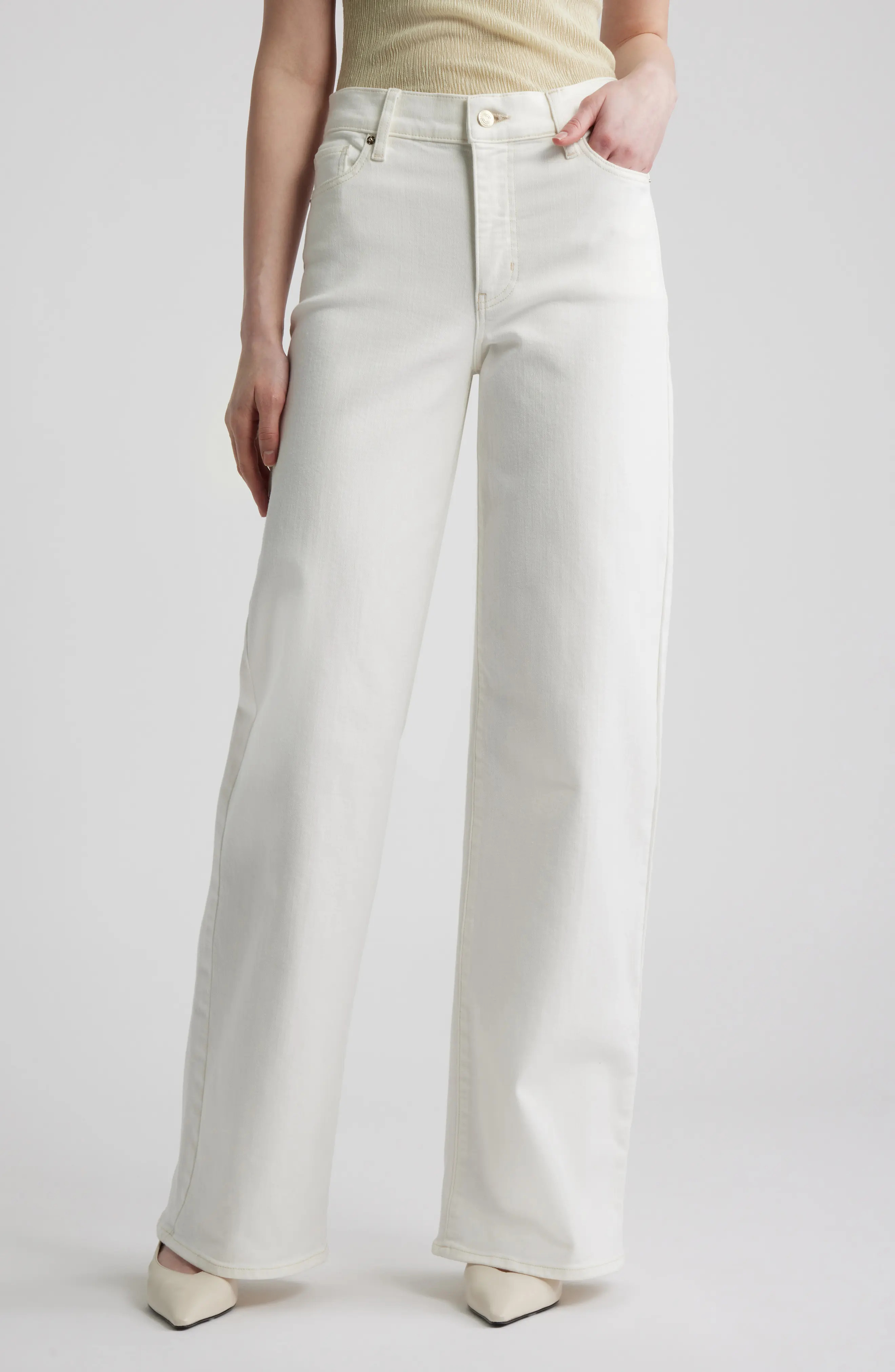 FRAME Long Le Slim Palazzo High Waist Wide Leg Jeans in Au Natural Clean at Nordstrom Rack, Size 31 | Nordstrom Rack