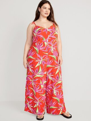 Loose Cropped Tie-Shoulder V-Neck Cami Jumpsuit for Women | Old Navy (US)