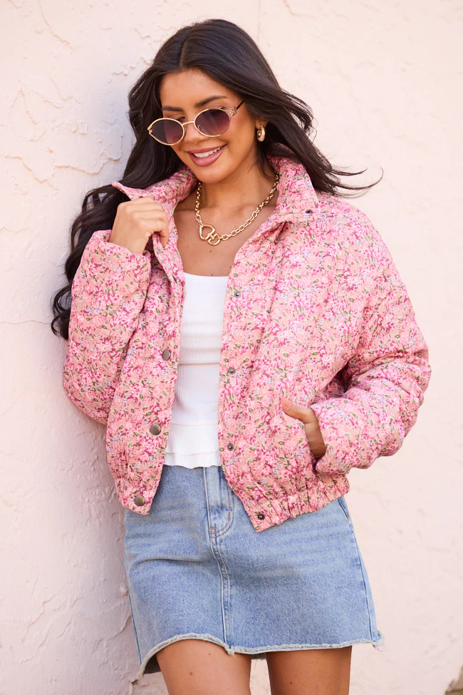 Rue Pink Floral Corduroy Jacket | Pink Lily