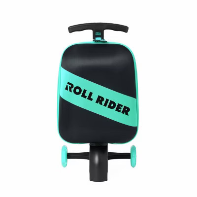 Roll Rider Softside Medium Checked Scooter Suitcase - Teal: Retractable Handle, 2 Wheels | Target