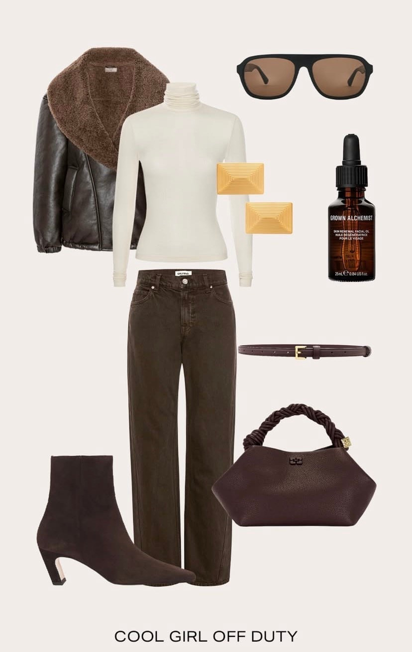 Outfit inspiration 🤎

#coat #jeans #boots #bag #accessories leather jacket turtleneck earrings bag boots sunglasses belt 

#LTKgrwm #LTKootd #LTKOver40