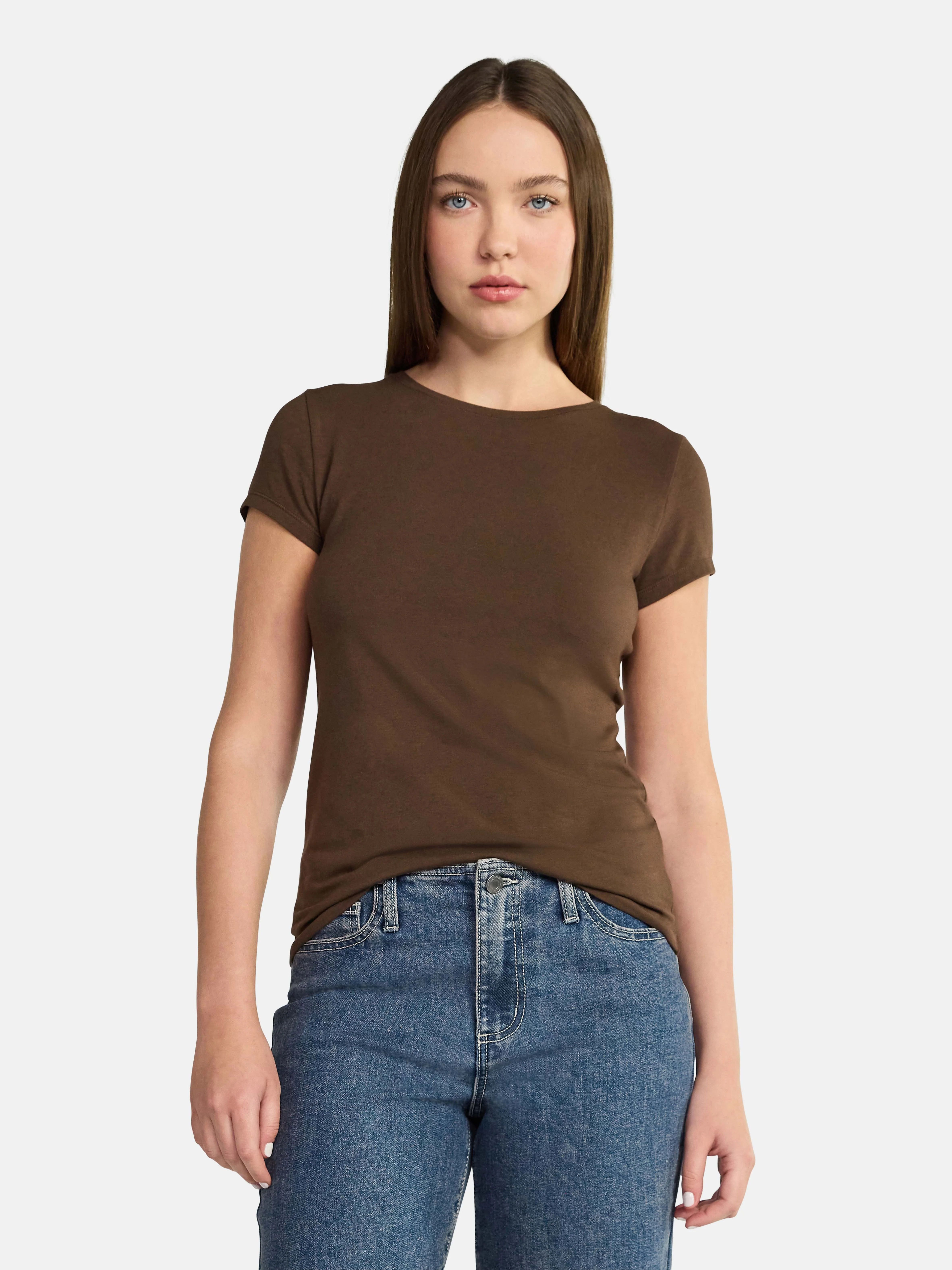 No Boundaries Crew Neck Tee with Short Sleeves, 1 or 3-Pack, Women’s Sizes XXS-XXL | Walmart (US)