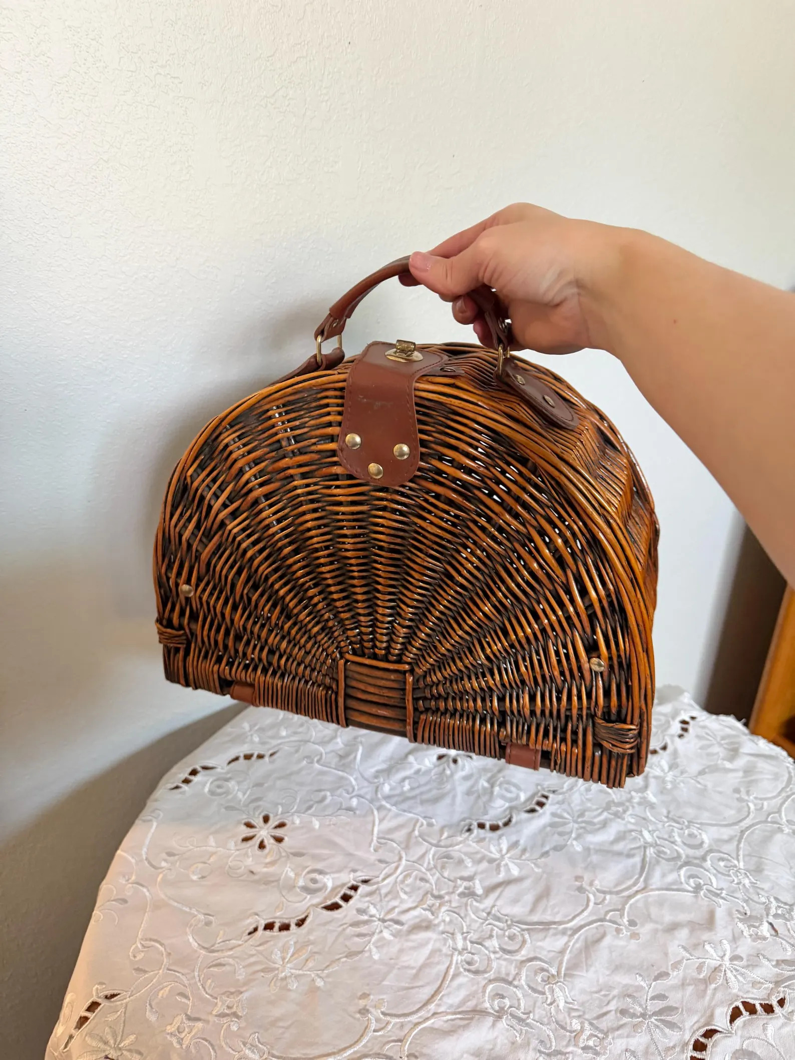 Vintage Wicker Picnic Basket Purse | Etsy (Global)