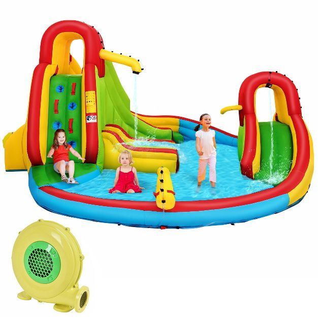 Costway Kids Inflatable Water Slide Bounce Park Splash Pool w/Water Cannon & 480W Blower | Target