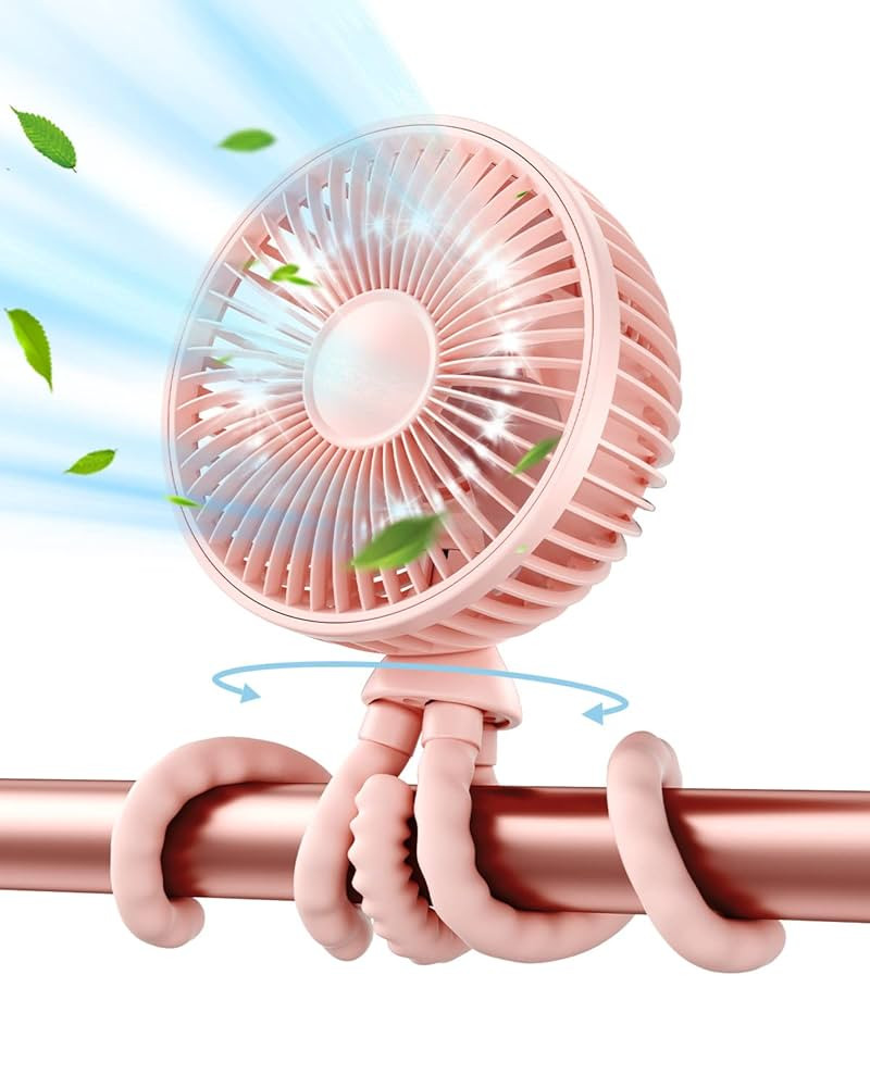 Gaiatop Baby Stroller Fan, 4000mAh Oscillating Mini Portable Fan with Light, 4 Speeds Battery Ope... | Amazon (US)