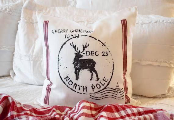 Christmas pillow cover, Christmas, Christmas Tree, Vintage christmas, Christmas Stamp, Letter to San | Etsy (US)
