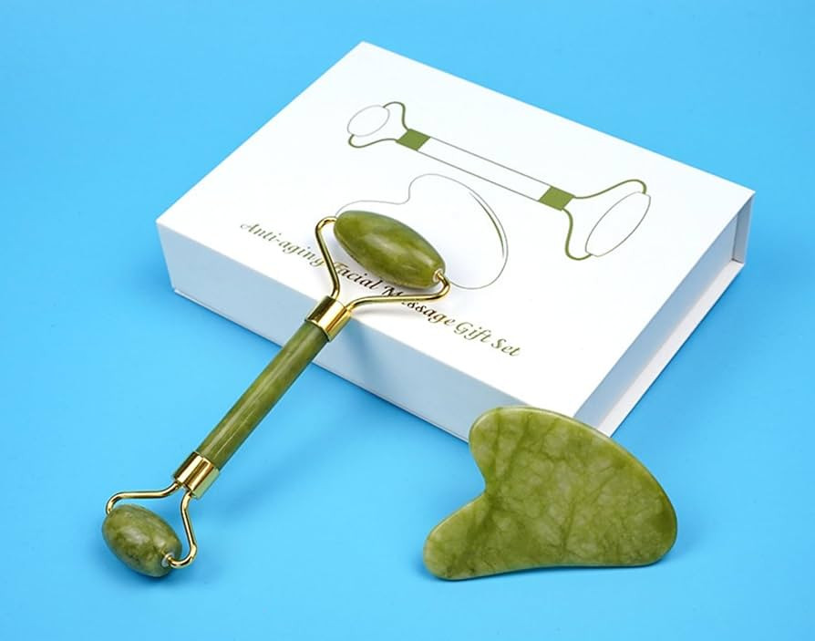 Amazon.com : Stone Facial Massage Roller and Gua Sha Set Body Meridian Redness Skin Care Self Car... | Amazon (US)