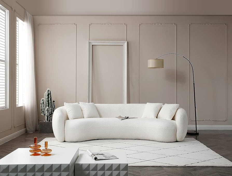 KEIKI 103" Boucle Half Moon Curved Sectional Sofa with 4 Throw Pillows, Modern Style 5-Seater Ted... | Amazon (US)