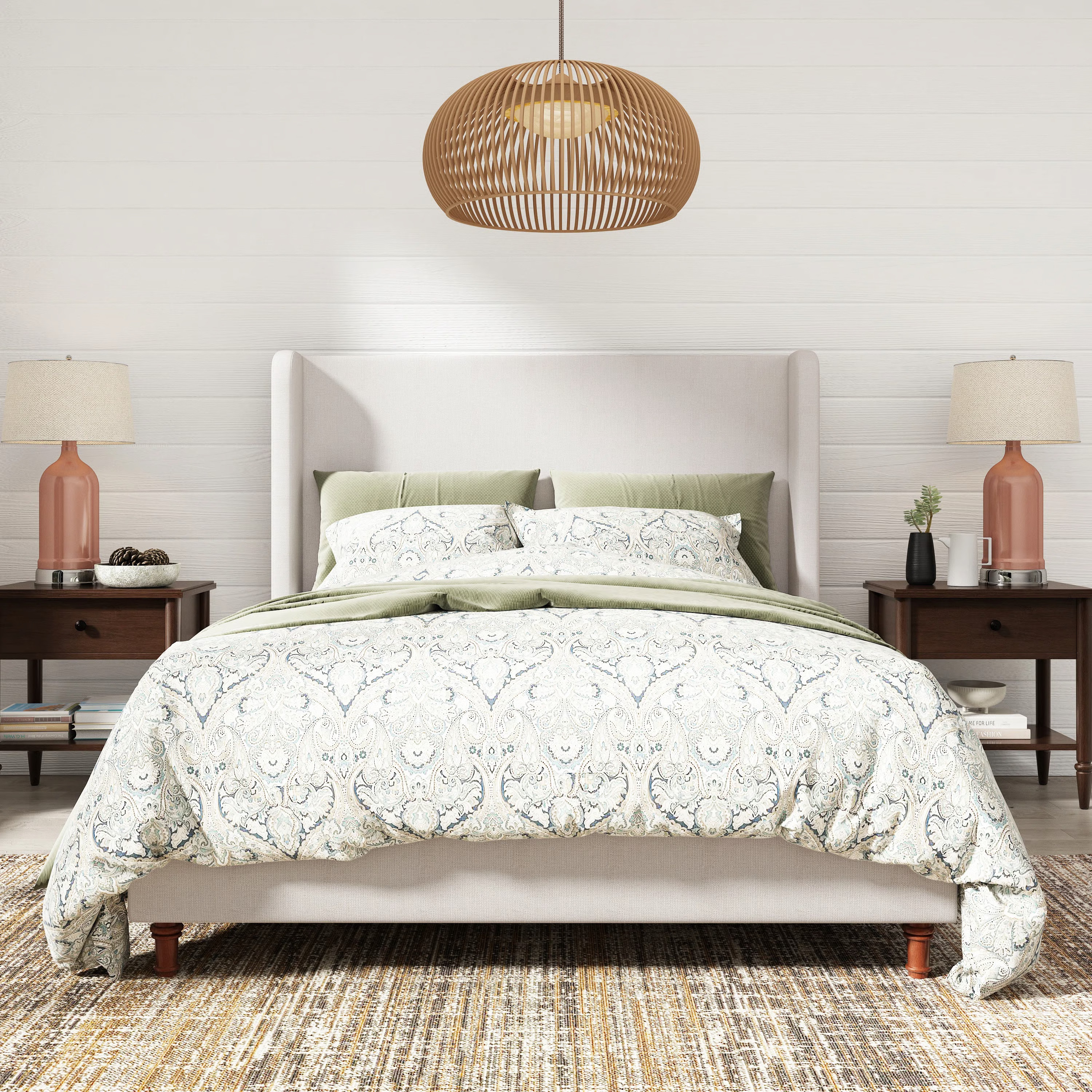 Albree Hoppe Modern Upholstered Platform Bed With Wingback Headboard | Wayfair North America