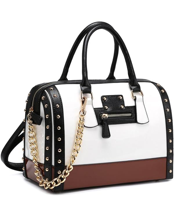Shiny Patent Leather Vegan Handbags Women Barrel Purses Top Handle Bags Satchel Shoulder Bag for ... | Amazon (US)