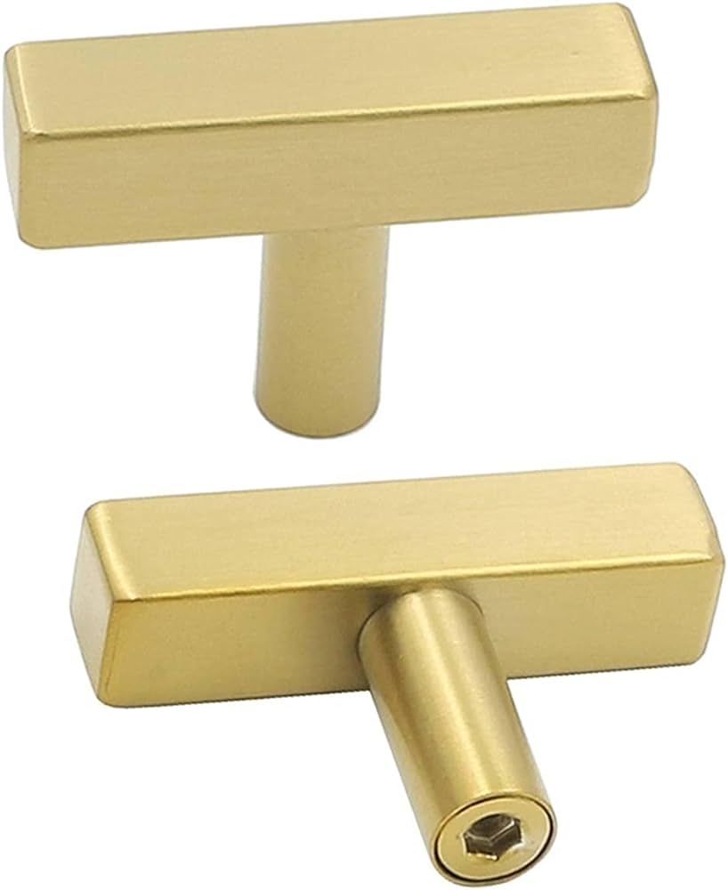 goldenwarm 5Pack Brushed Brass Cabinet Knobs Kitchen Cabinet Hardware Knobs - LS1212GD Square T B... | Amazon (US)