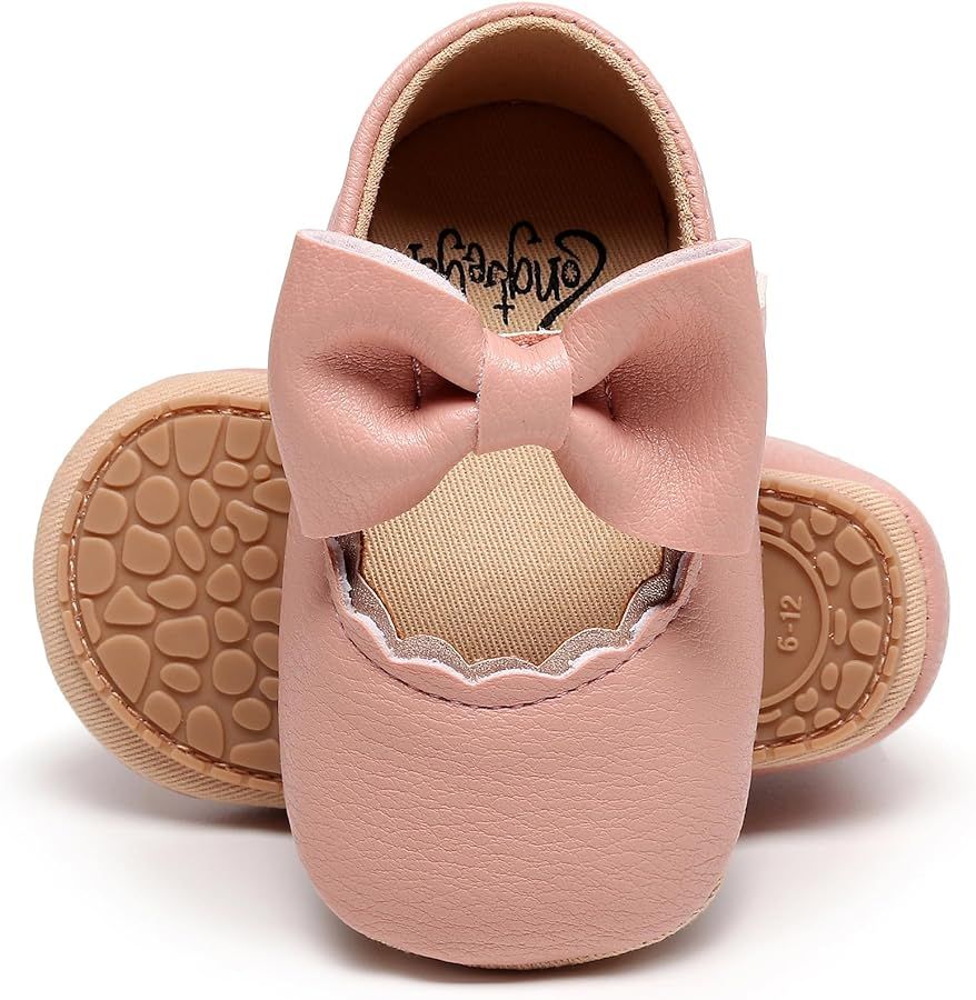 HONGTEYA Infant Baby Girls Mary Jane Flats Non Slip for Toddler First Walkers Soft Sole PU Leathe... | Amazon (US)