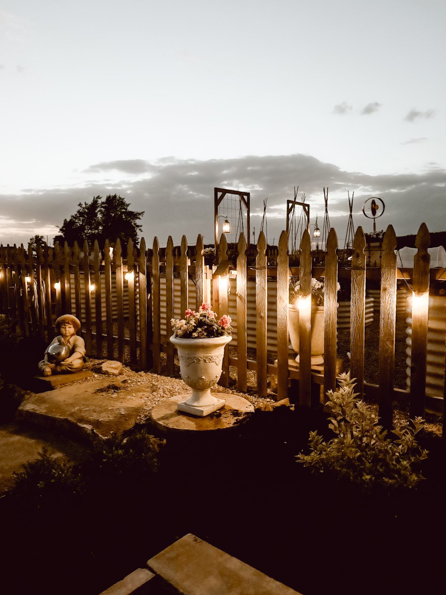 We love these solar powered string lights around our garden. These provide a lovely glow when the sun goes down and we don't have to worry about having electricity running to this area.  

 #LTKSeasonal #LTKHome