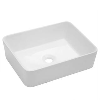 matrix decor Rectangle Ceramic Bathroom Vessel Sink in White-LMP18001 - The Home Depot | The Home Depot