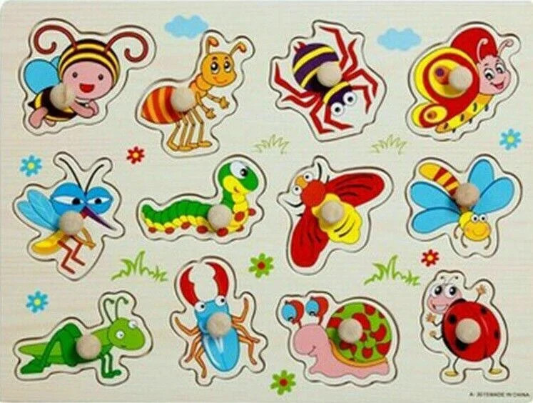 Kids Wood Puzzles Learning Toys Color Alphabets Numbers Shapes Animals Vehicles ( Design 1:12;) -... | Walmart (US)