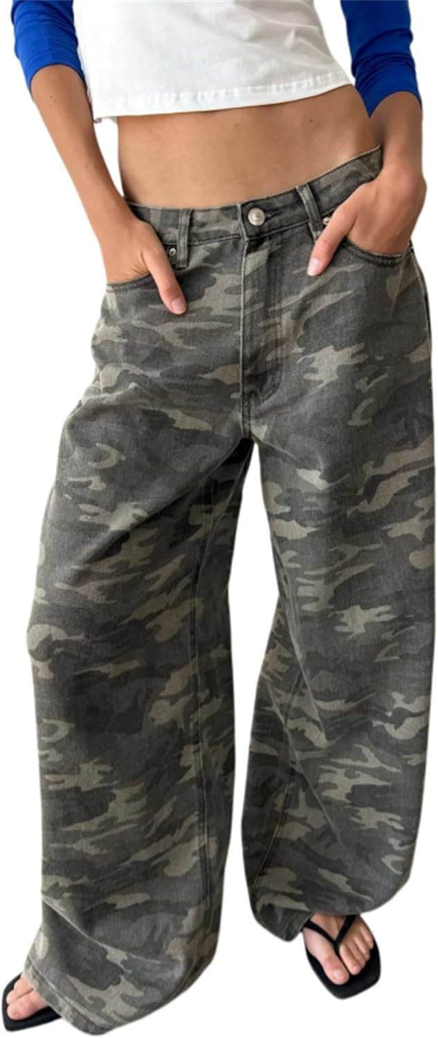 Women Y2k Vintage Jeans Aesthetics Goth Wide Leg Denim Pants | Amazon (US)