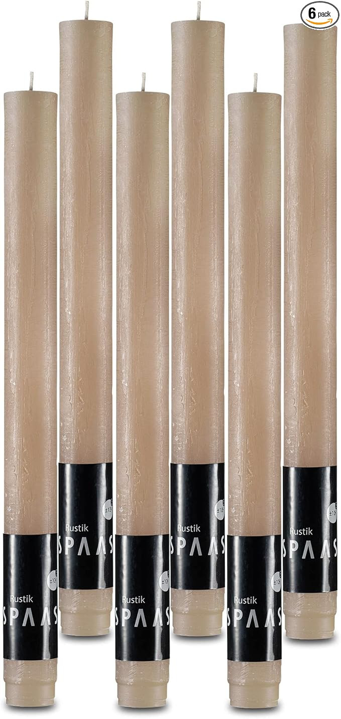 SPAAS Rustic Beige Dinner Candles - 10" Tall Rustic Candles, Set of 6 Dripless Beige Candles - Un... | Amazon (US)