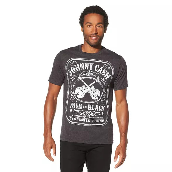 Men's Johnny Cash Man In Black Short Sleeve Graphic T-Shirt - Charcoal Heather | Target