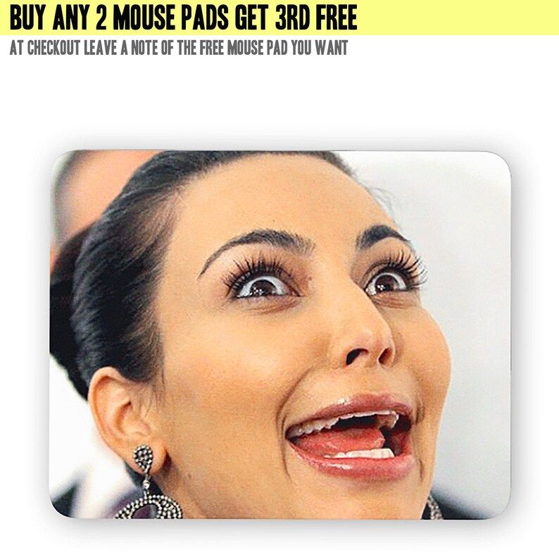Kim Kardashian crazy face mouse pad - mouse mat - desktop mouse mat - funny mouse mat - computer ... | Etsy (US)