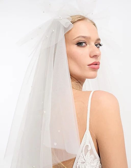 Vila Bridal veil with tiering and embellishment in white | ASOS (Global)